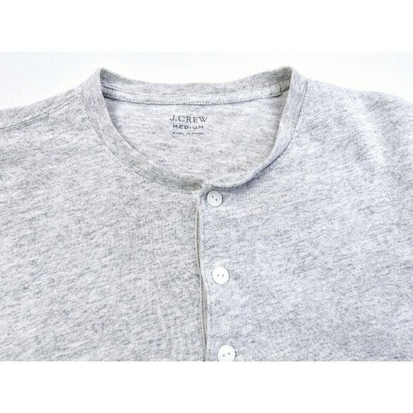 J. Crew Size Medium Mens Gray Cotton Charcoal Long Sleeve Fashion Henley - Picture 9 of 9